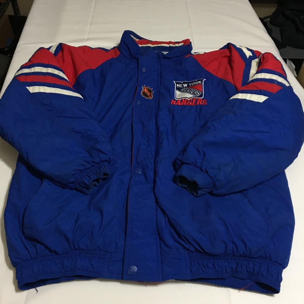 Vintage Starter New York Rangers Puffer Jacket XL Blue Red Embroidered NHL